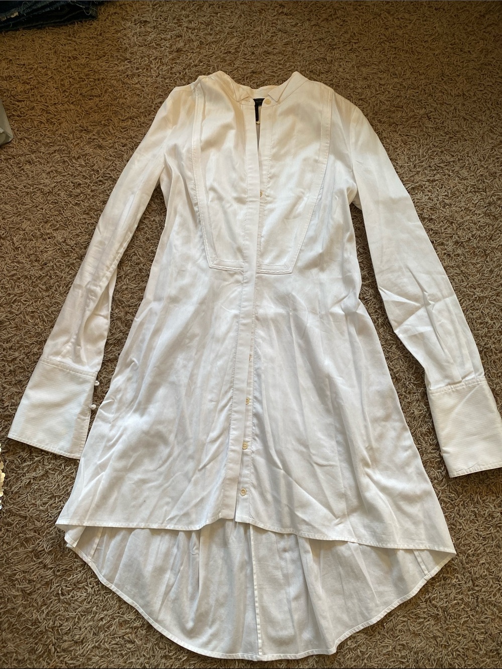 BCBGMaxAzria White High-Low Shirt Dress XXS